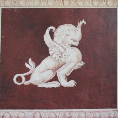 Fresko auf einer Putzschicht auf Holz